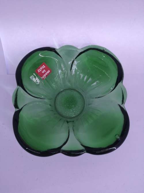 Green glass flower - made in Italy