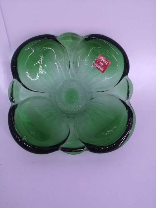 Green glass flower - made in Italy