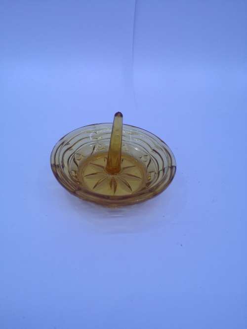 Amber glass vanity set on tray - LOOK!