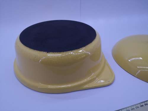 Enameled vintage yellow  pot