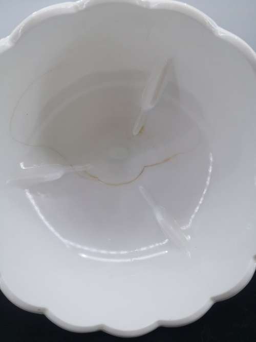 Vintage Indiana Glass Pedestal Bowl, Milk Glass Compote, Tear Drop- has a crack but still so pretty!
