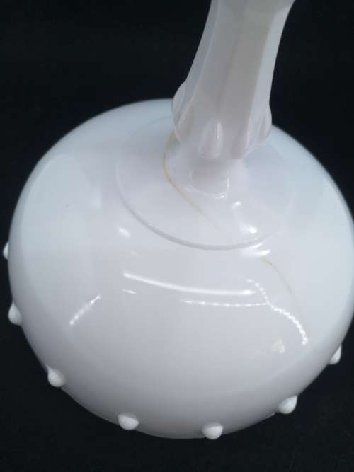 Vintage Indiana Glass Pedestal Bowl, Milk Glass Compote, Tear Drop- has a crack but still so pretty!