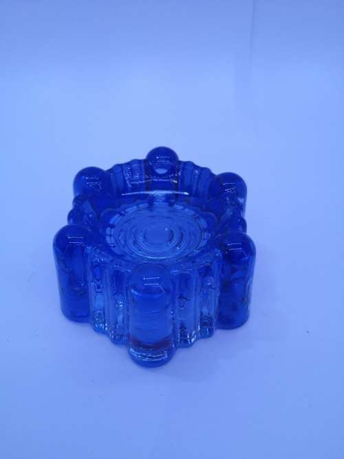 Victorian Rare Vintage blue Glass Piano Caster Cup
