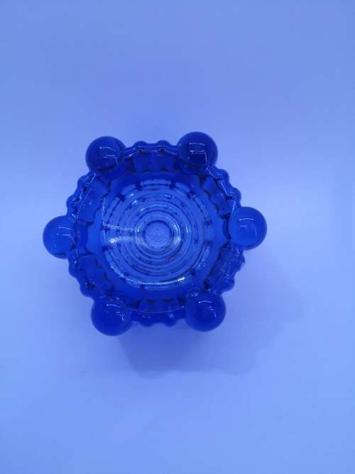 Victorian Rare Vintage blue Glass Piano Caster Cup