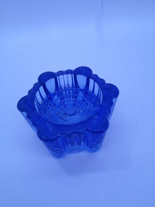 Victorian Rare Vintage blue Glass Piano Caster Cup