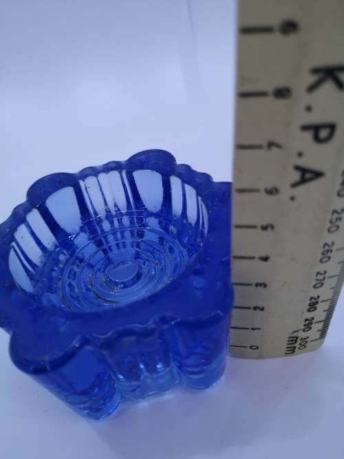 Victorian Rare Vintage blue Glass Piano Caster Cup