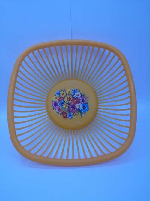 Retro orange plastic basket made in Italy