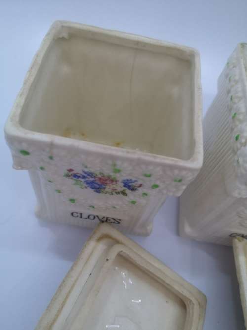 Ceramic vintage spice storage jars set