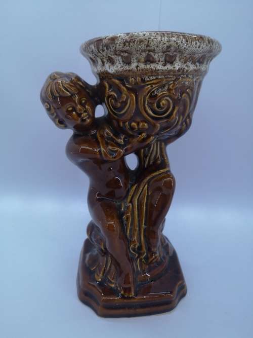 Ceramic vintage vase - Boy carrying basket