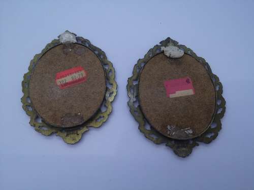 Vintage made in Italy metal frames with silk pictures - set 2
