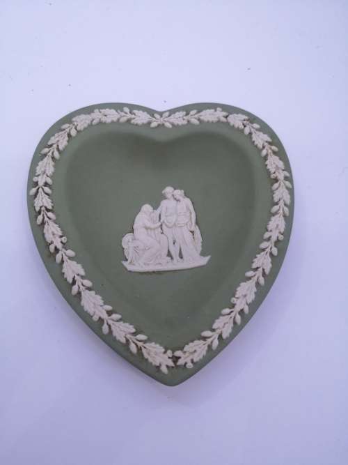 Wedgewood green Jasperware heart dish