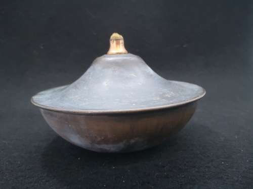 Pair oil lamps - copper
