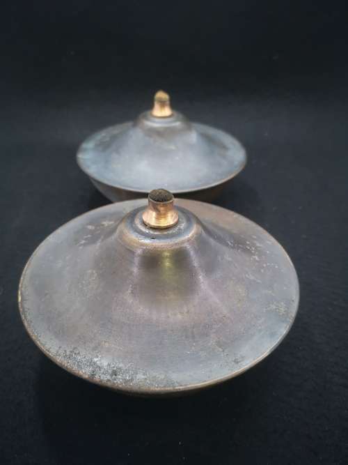 Pair oil lamps - copper