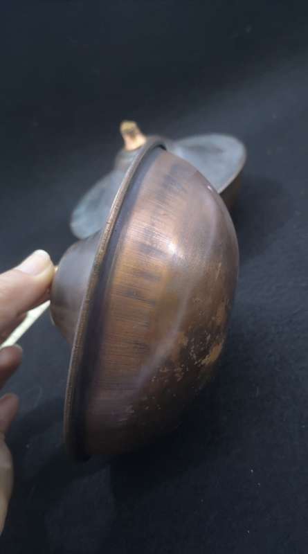 Pair oil lamps - copper