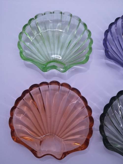 color glass shell dishes set