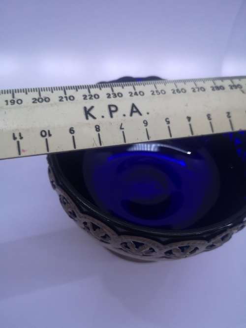 Blue glass lined footed bowl