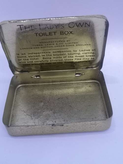 Ladies own toilet pin box - tin
