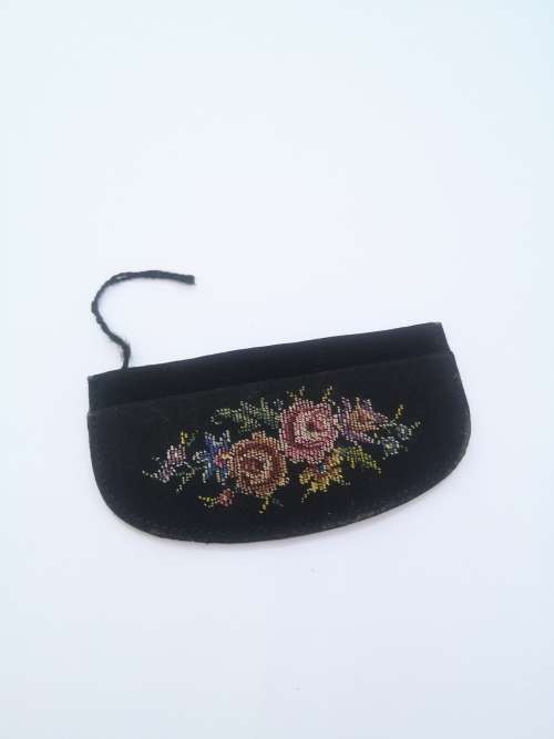 Petit point fold out handbag mirror
