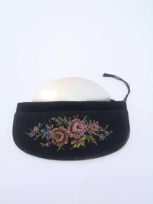 Petit point fold out handbag mirror