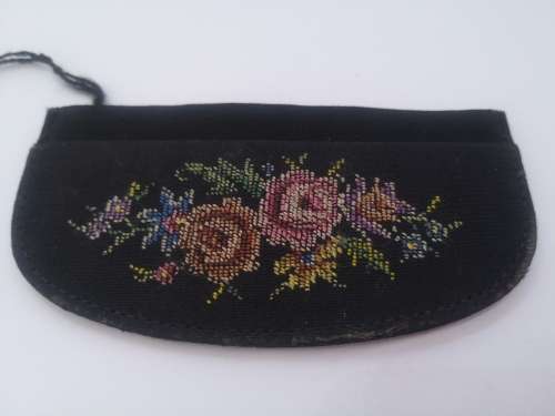 Petit point fold out handbag mirror