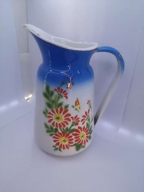 3 Piece stunning Polish enamel bowl jug and pot