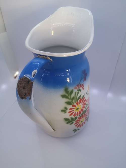 3 Piece stunning Polish enamel bowl jug and pot