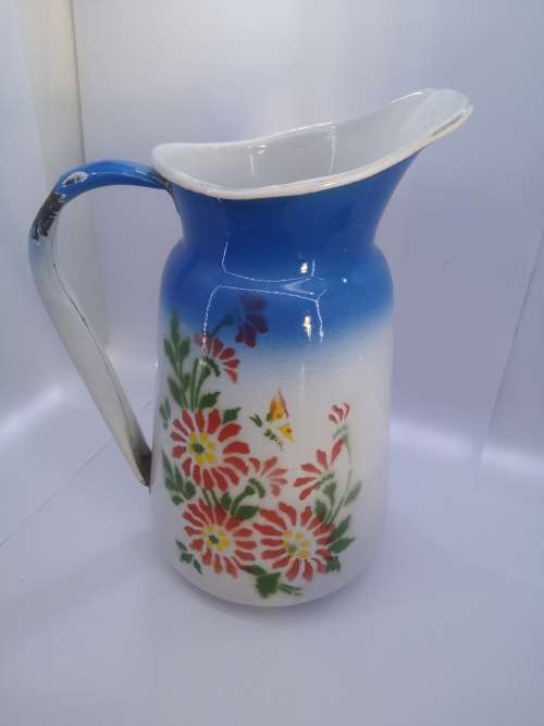 3 Piece stunning Polish enamel bowl jug and pot