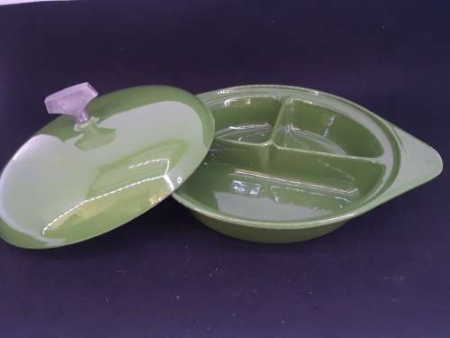 Beautiful green enamel cast iron segmented pot