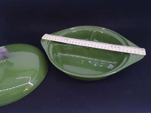 Beautiful green enamel cast iron segmented pot