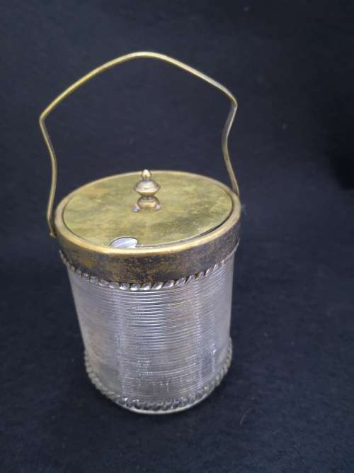 Vintage ribbed glass jam pot