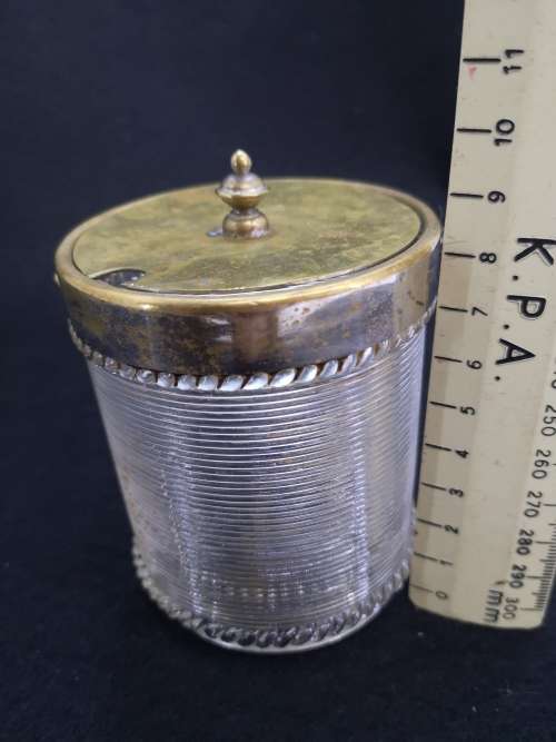 Vintage ribbed glass jam pot