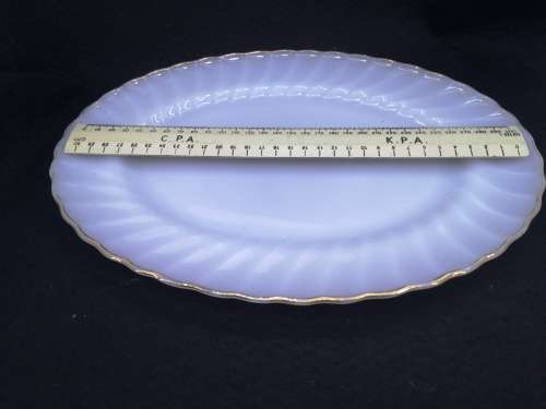 Vintage Anchor Hocking serving plate - milk glass - some loss of gold rim
