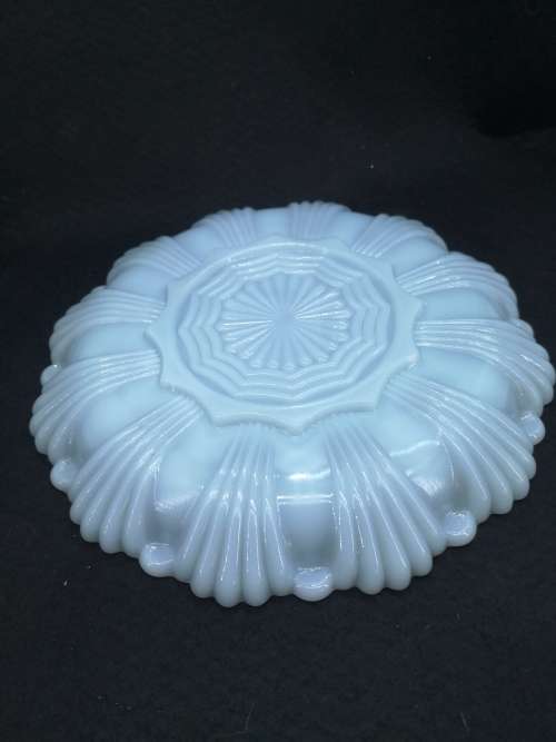 Vintage blue milk glass egg plate
