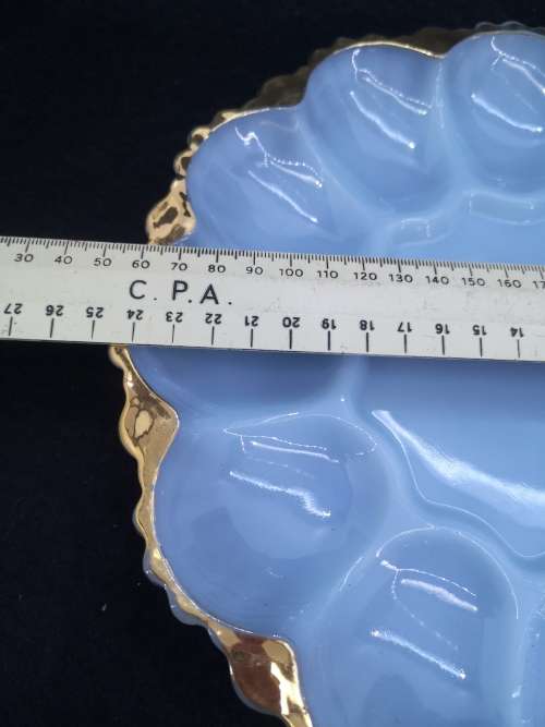 Vintage blue milk glass egg plate