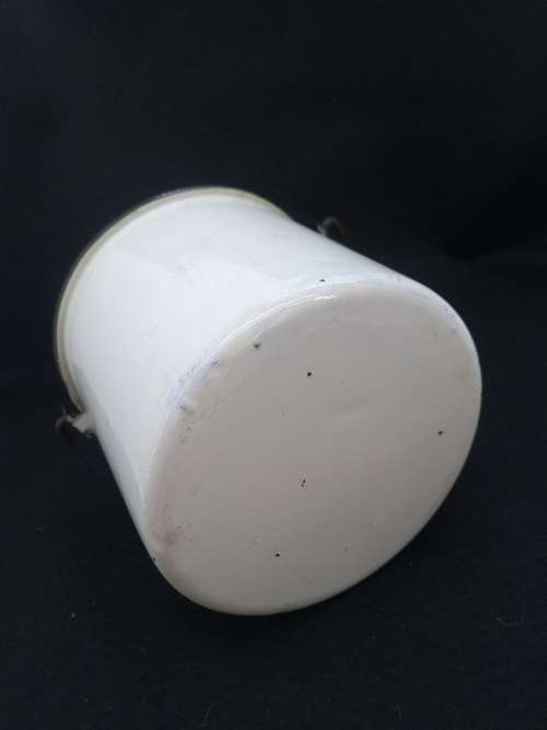 Vintage white enamel bucket with lid  `vet emmertjie`