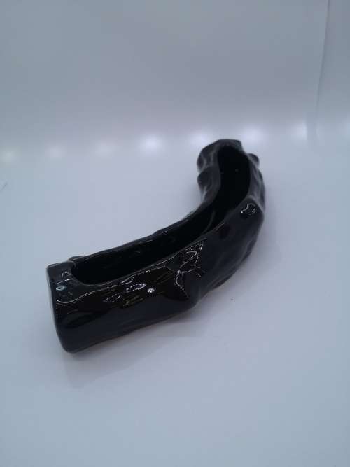 Vintage long ceramic log vase - black