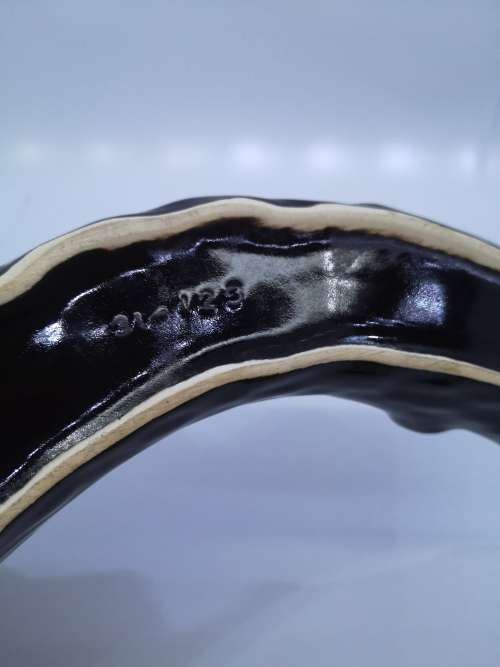 Vintage long ceramic log vase - black