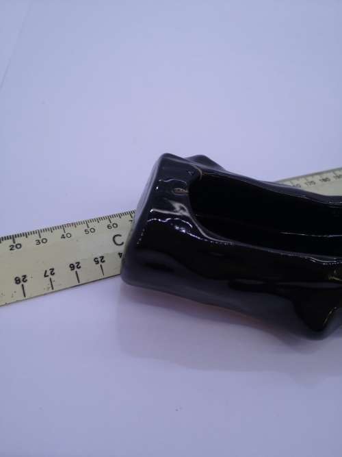 Vintage long ceramic log vase - black