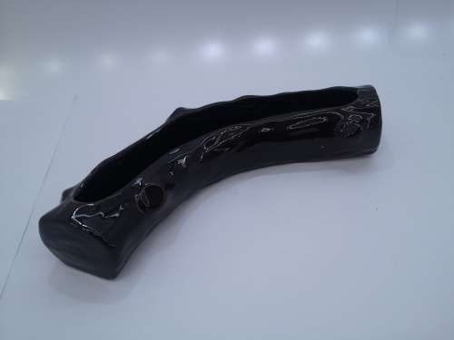 Vintage long ceramic log vase - black