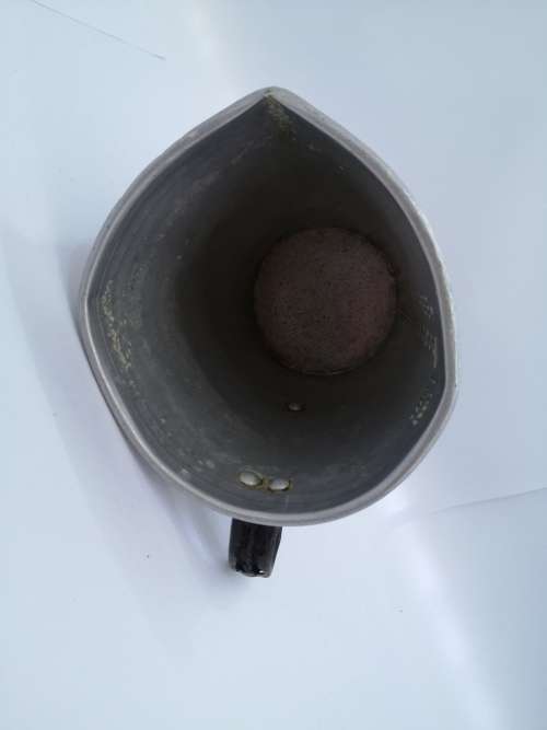 Vintage 1 liter aluminium jug - rusted handle