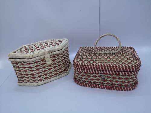 Set of plastic woven baskets for needlework