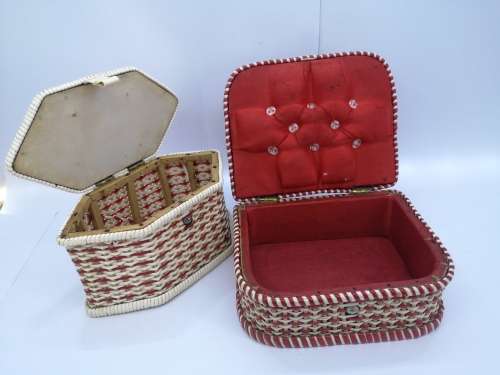 Set of plastic woven baskets for needlework