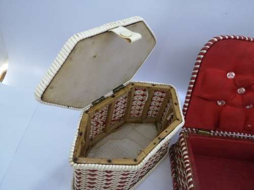 Set of plastic woven baskets for needlework