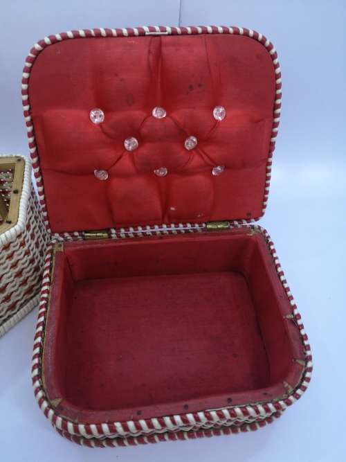 Set of plastic woven baskets for needlework