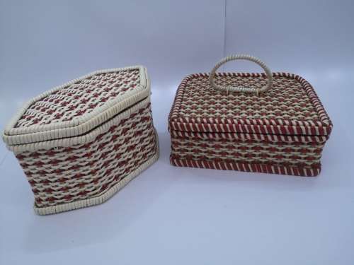 Set of plastic woven baskets for needlework
