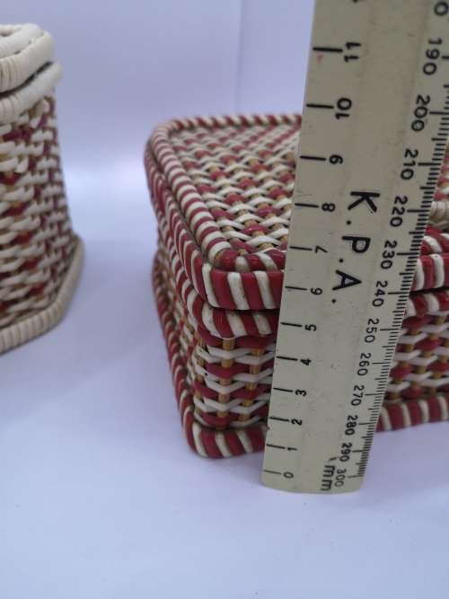 Set of plastic woven baskets for needlework