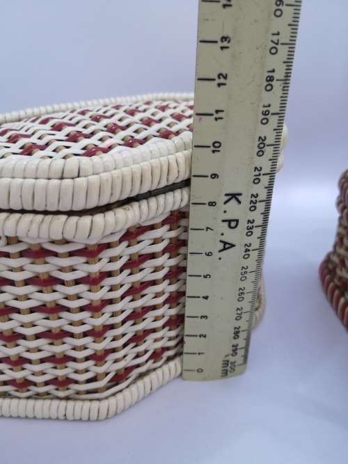 Set of plastic woven baskets for needlework