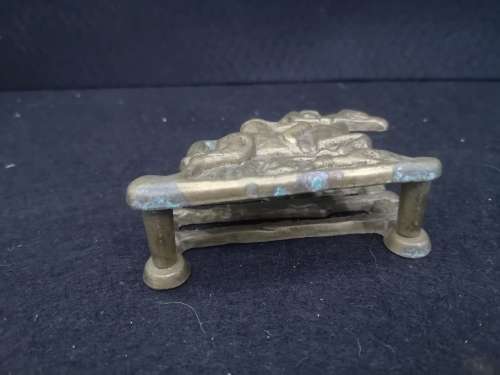 Vintage office desk English brass equestrian letter rack/business card holder Fox hunt