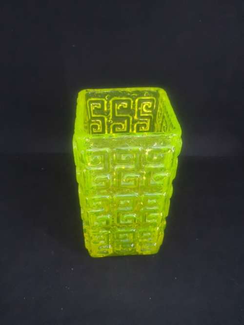 Uranium Vaseline glass vase -  heavy!