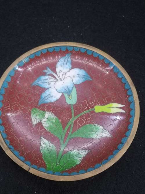 Set of 4 small  Cloisonné plates - note condition